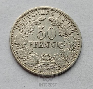 50 Pfennig 1877 H - Vilém I.  Ag
