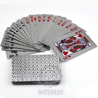 Luxusní hrací karty - plastové - barva stříbrná